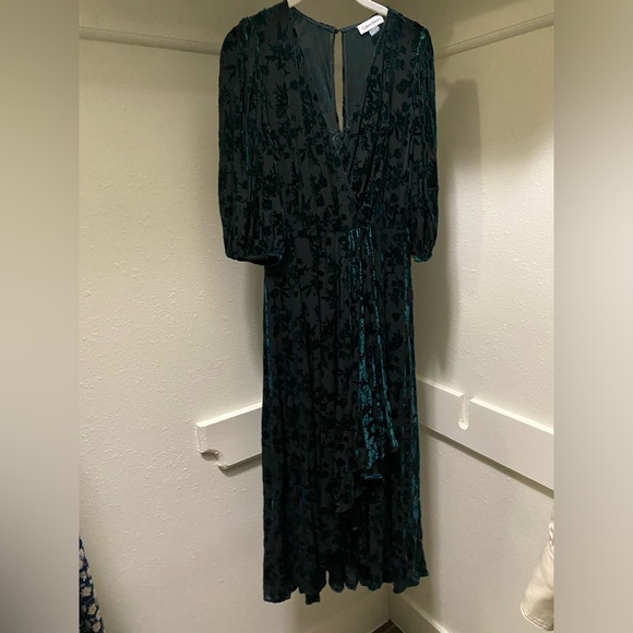 Calvin Klein Velvet Faux Wrap Dress - Picture 3 of 4